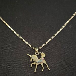 Gold Unicorn Pendant Necklace